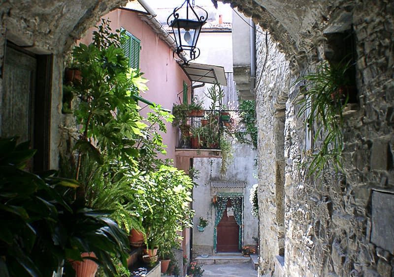 Romantic street of Chiusanico in Liguria