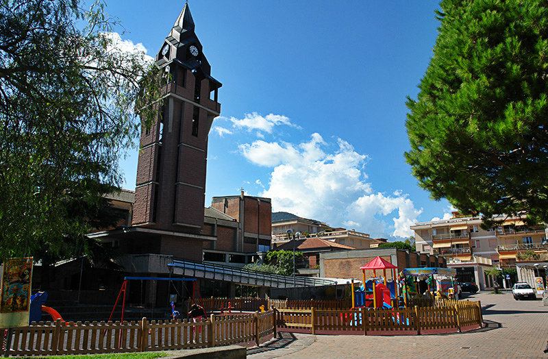 The lovely town center with a church in Andora