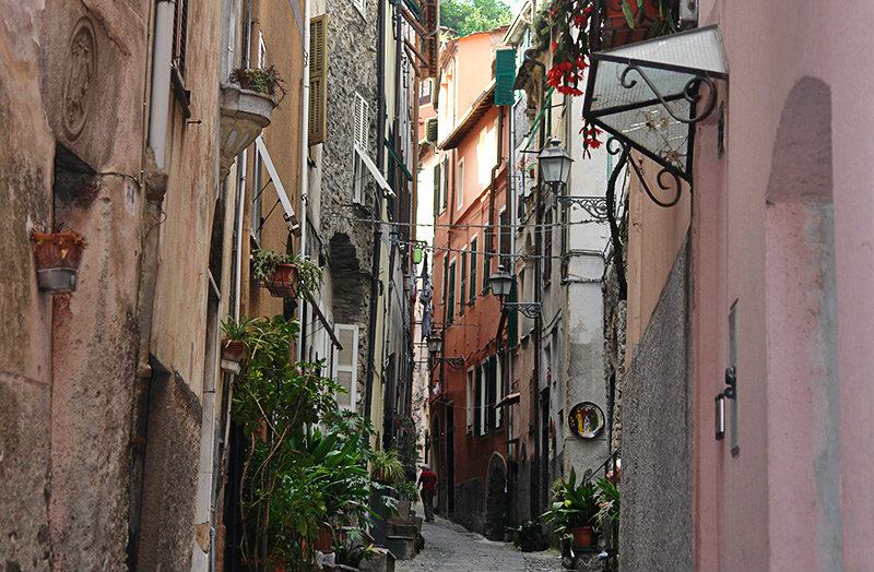 A romantic street in Badalucco, Liguria