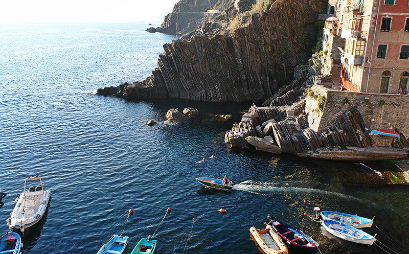 A beautiful port of Riomaggiore in Cinque Terre