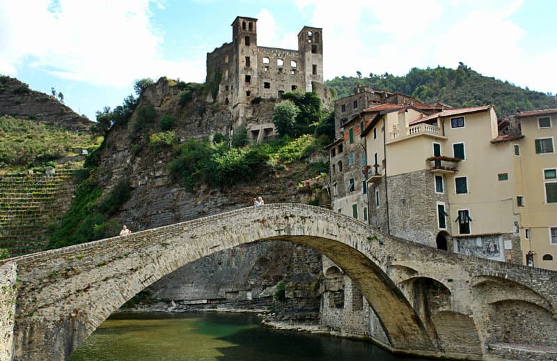 The Nervia bridge is a tourist attraction in Dolceacqua