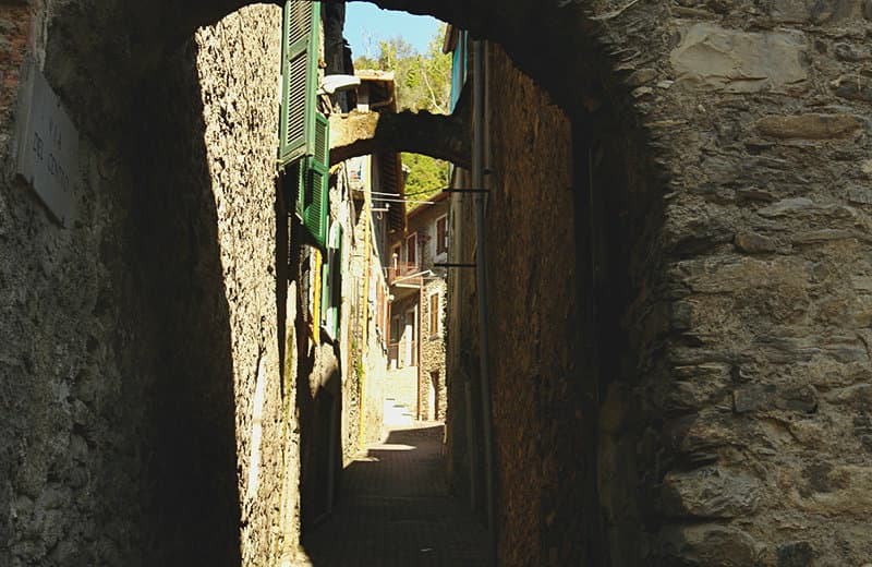 A medieval street of Vessalico in Liguria