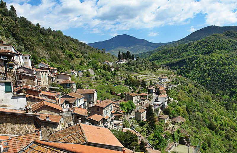 Panoramic view of Apricale, Liguria
