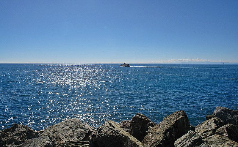 View of a clear blue sea in Camogli