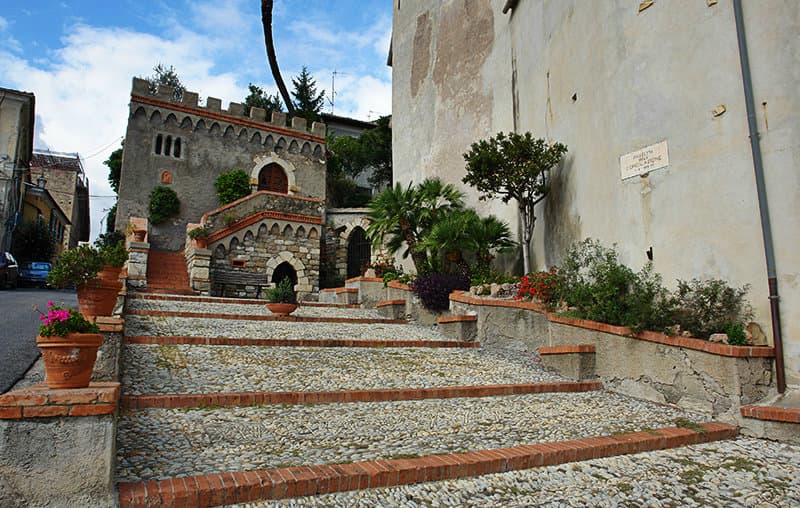 Stairs to go to a church in Diano Castello