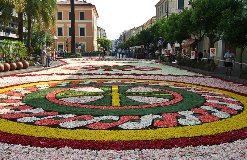 Flower carpet in Diano Marina during a celebration