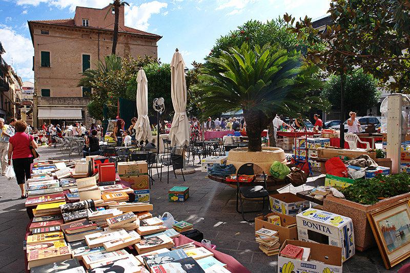 Antique market in the center of Pietra Ligure
