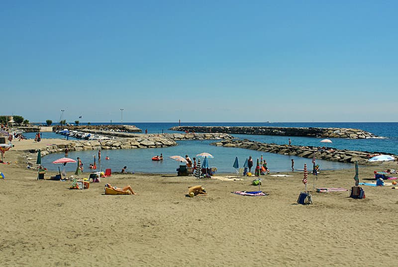 A beautiful sandy beach of Riva Ligure