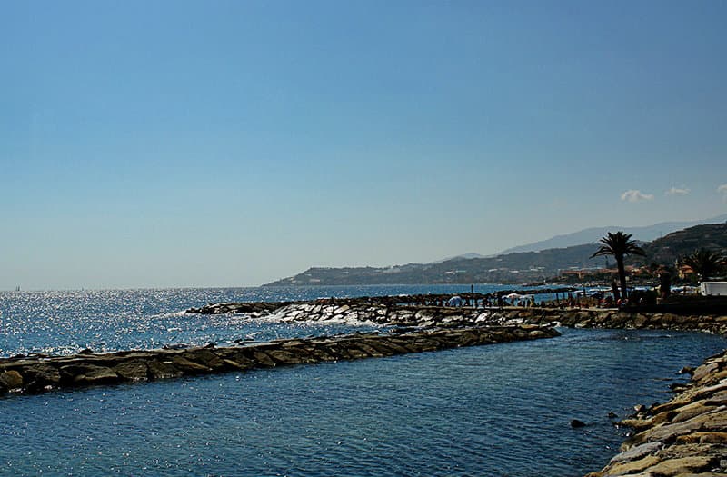 View of a glittery sea in Santo Stefano al Mare