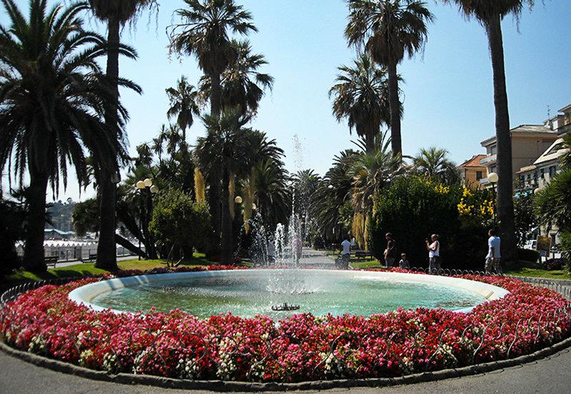 A beautiful fountain with flowers in Varazze