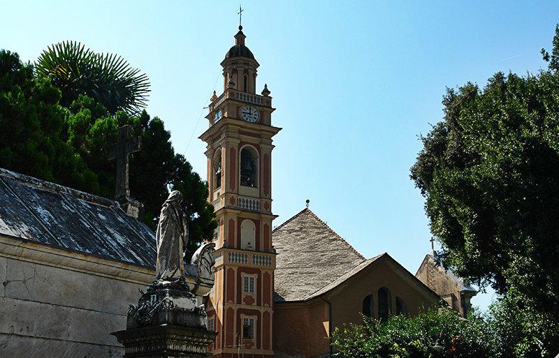 A wonderful view of a church tower in Zoagli