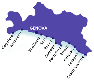 Map of the beaches in Genoa province