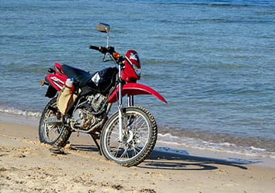 Motorbike next to the sea in Liguria
