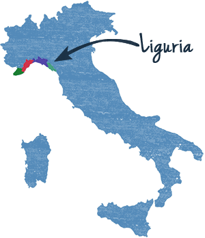 The region of Liguria is located in the northwest of Italy on the Mediterranean